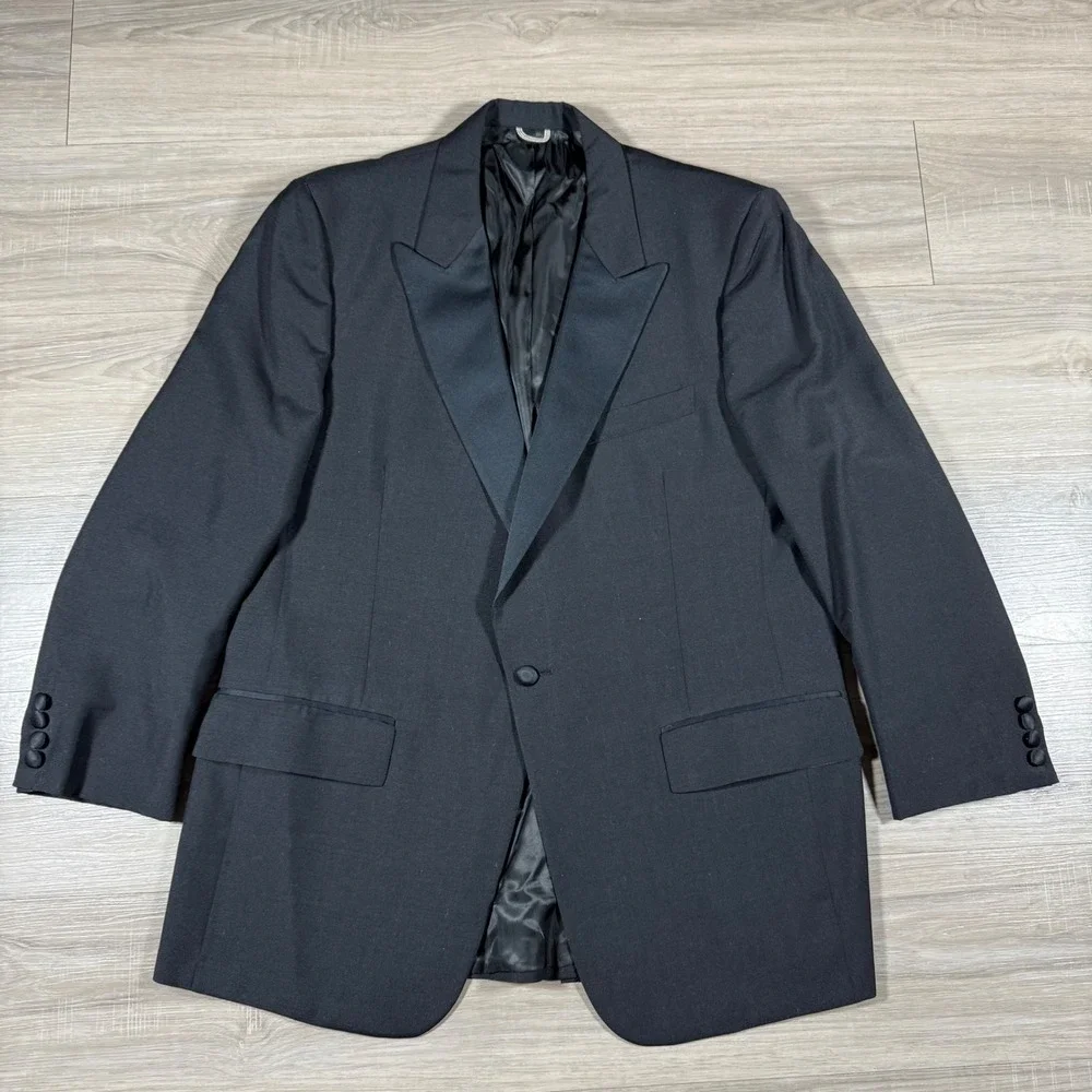 Vintage Christian Dior Monsieur Tuxedo Jacket Black‎ Peak Lapel Formal Dinner